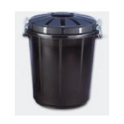 CUBO BASURA REDONDO CON TAPA 70L NEGRO
