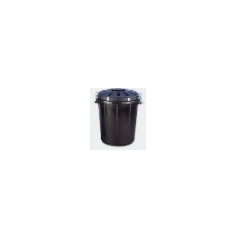CUBO BASURA REDONDO CON TAPA 70L NEGRO