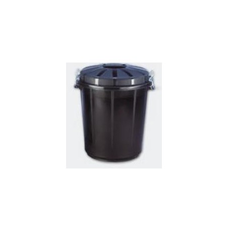 CUBO BASURA REDONDO CON TAPA 70L NEGRO