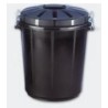 CUBO BASURA REDONDO CON TAPA 70L NEGRO