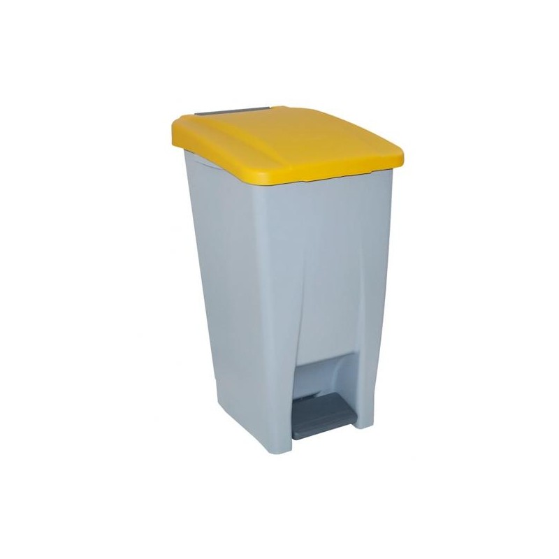 DENOX CONTENEDOR SELECTIVO 60 LITROS C/PEDAL TAPA Y RUEDAS GRIS/AMARILLO