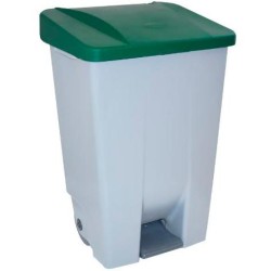 DENOX CONTENEDOR SELECTIVO 60 LITROS C/PEDAL TAPA Y RUEDAS GRIS/VERDE