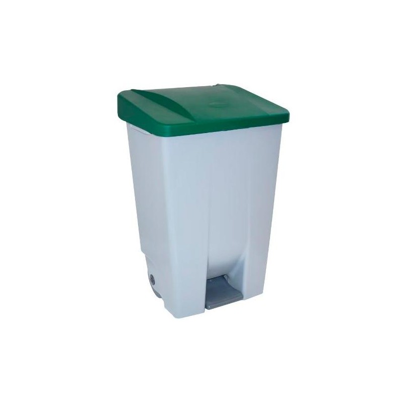 DENOX CONTENEDOR SELECTIVO 60 LITROS C/PEDAL TAPA Y RUEDAS GRIS/VERDE