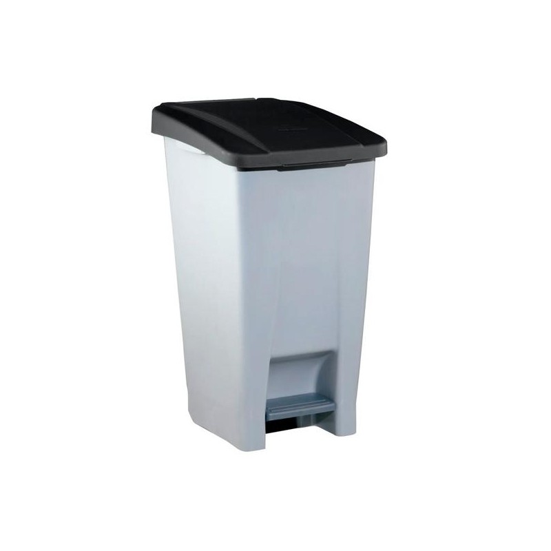 DENOX CONTENEDOR SELECTIVO 120 LITROS C/PEDAL TAPA Y RUEDAS GRIS/NEGRO