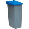 DENOX CONTENEDOR DE RECICLAJE C/RUEDAS Y ASA CERRADO 110L GRIS C/TAPA AZUL