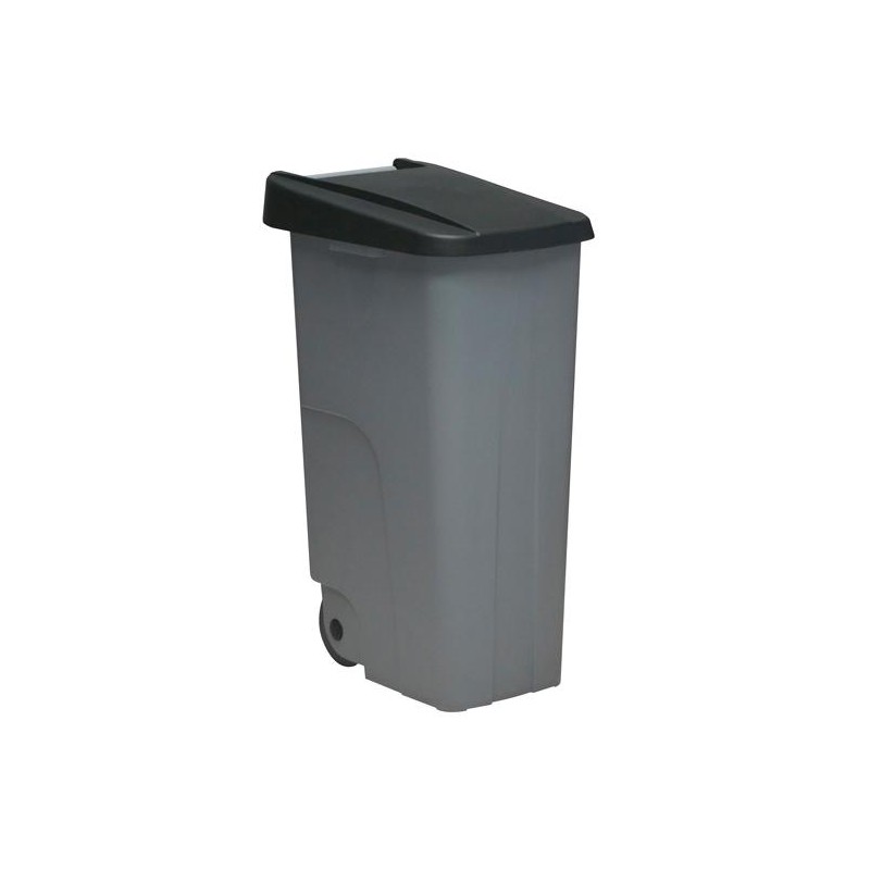 DENOX CONTENEDOR DE BASURA ECO C/RUEDAS Y ASA 110L GRIS C/TAPA NEGRO