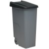 DENOX CONTENEDOR DE BASURA ECO C/RUEDAS Y ASA 110L GRIS C/TAPA NEGRO