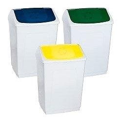 DENOX PAPELERA TAPA BASCULANTE 55L VERDE