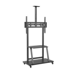 AISENS SOPORTE DE SUELO ECO CON RUEDAS + BANDEJA DE DVD + SOPORTE PARA CAMARA 150 KG TV-37-100" NEGRO
