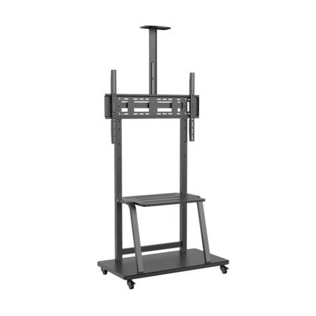 AISENS SOPORTE DE SUELO ECO CON RUEDAS + BANDEJA DE DVD + SOPORTE PARA CAMARA 150 KG TV-37-100" NEGRO