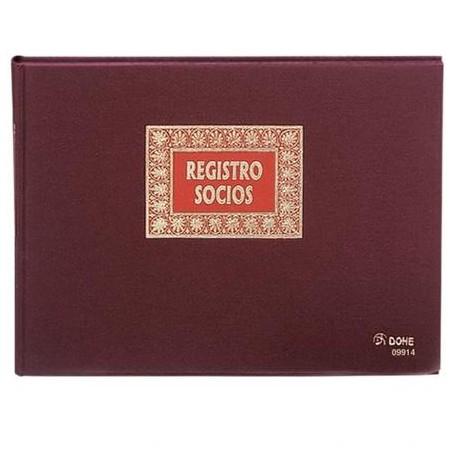 DOHE LIBRO REGISTRO- REGISTRO DE SOCIOS 100H NUMERADAS FOLIO APAISADO 100GR BURDEOS