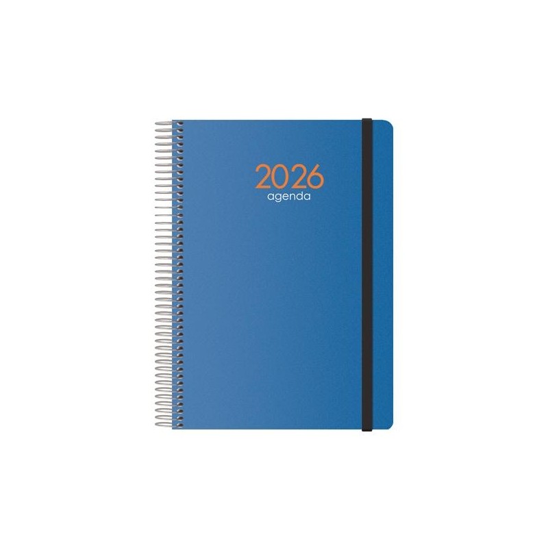DOHE AGENDA ANUAL SYNCRO ESPIRAL 15X21CM DP CIERRE C/GOMA PP AZUL 2026