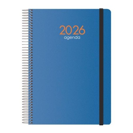 DOHE AGENDA ANUAL SYNCRO ESPIRAL 15X21CM DP CIERRE C/GOMA PP AZUL 2026