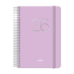 DOHE AGENDA ANUAL GLOSS ESPIRAL 12.5X18CM DP CIERRE C/GOMA MORADO 2026