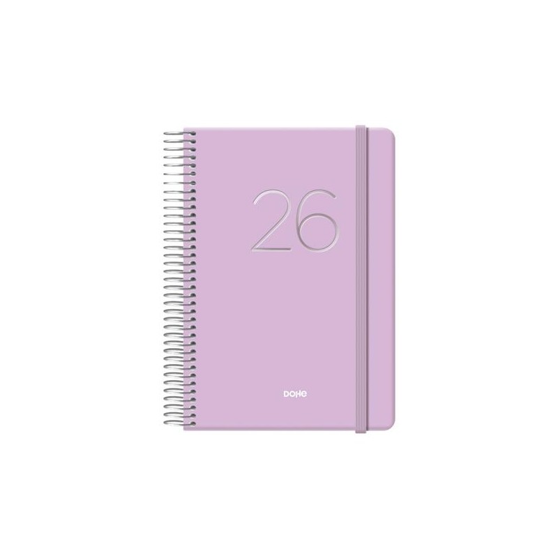 DOHE AGENDA ANUAL GLOSS ESPIRAL 12.5X18CM DP CIERRE C/GOMA MORADO 2026