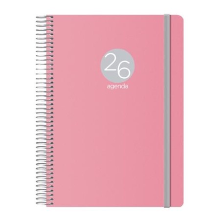DOHE AGENDA ANUAL MEMPHIS ESPIRAL 15X21CM DP CIERRE C/GOMA PP ROSA 2026