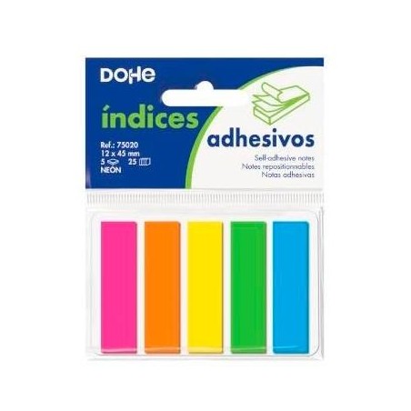 DOHE INDICES REPOSICIONABLES 5 TACOS X 25 MARCADORES 12X45MM C/SURTIDOS NEÓN