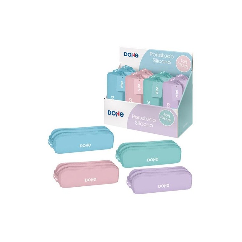DOHE PORTATODO DOBLE SERENITY 200X60X70MM SILICONA SOFT TOUCH C/SURTIDOS PASTEL EXPOSITOR 8 UD