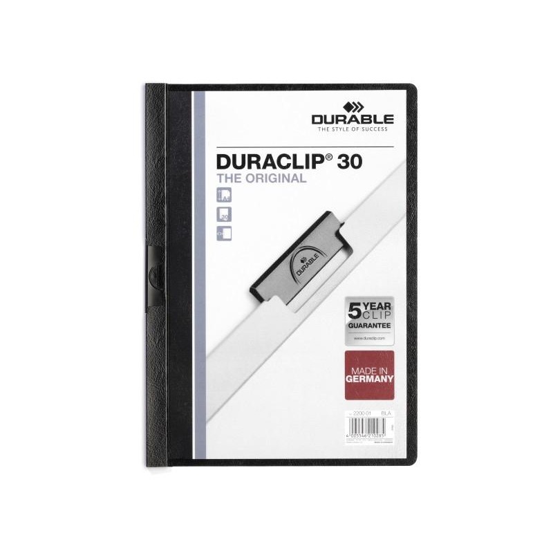DURABLE CARPETA DOSSIER PINZA DURACLIP 30 NEGRO A4 -25U-