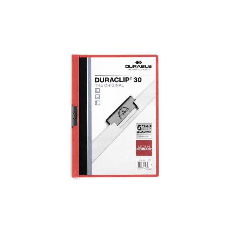 DURABLE CARPETA DOSSIER PINZA DURACLIP 30 ROJO A4 -25U-