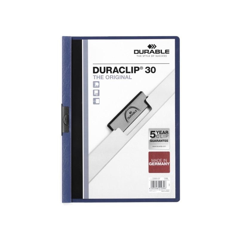 DURABLE CARPETA DOSSIER PINZA DURACLIP 30 AZUL OSCURO A4 -25U-