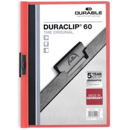 DURABLE CARPETA DOSSIER PINZA DURACLIP 60 ROJO A4 -25U-