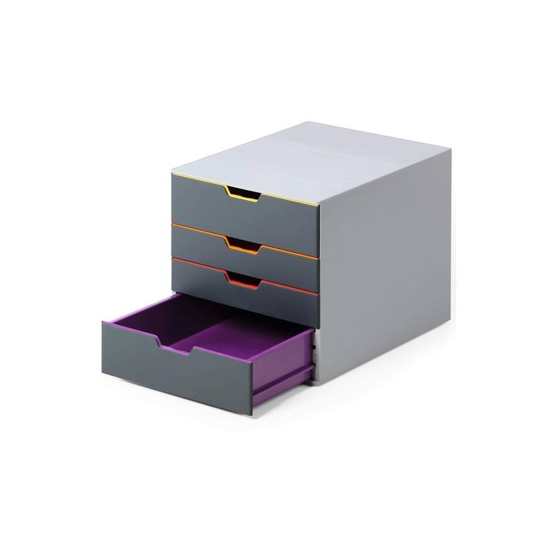 DURABLE MÓDULO SOBREMESA VARICOLOR 4 CAJONES A4/FOLIO/CARTA ABS ALTA CALIDAD ANTRACITA MULTICOLOR