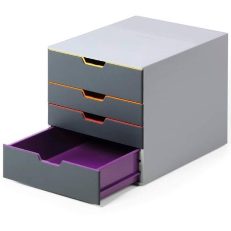 DURABLE MÓDULO SOBREMESA VARICOLOR 4 CAJONES A4/FOLIO/CARTA ABS ALTA CALIDAD ANTRACITA MULTICOLOR