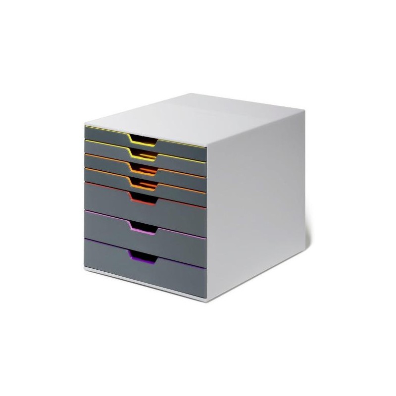 DURABLE MÓDULO SOBREMESA VARICOLOR 7 CAJONES PLÁSTICO A/CALIDAD GRIS/MULTICOLOR