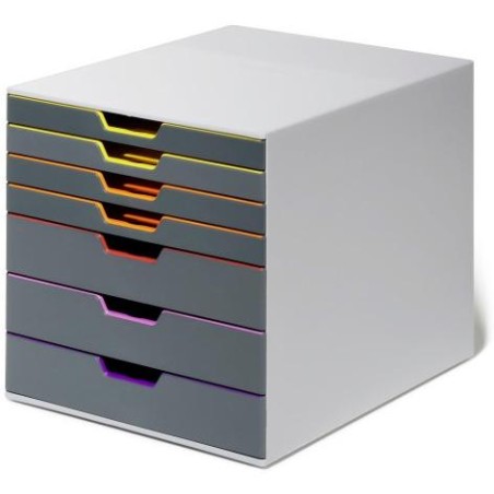 DURABLE MÓDULO SOBREMESA VARICOLOR 7 CAJONES PLÁSTICO A/CALIDAD GRIS/MULTICOLOR