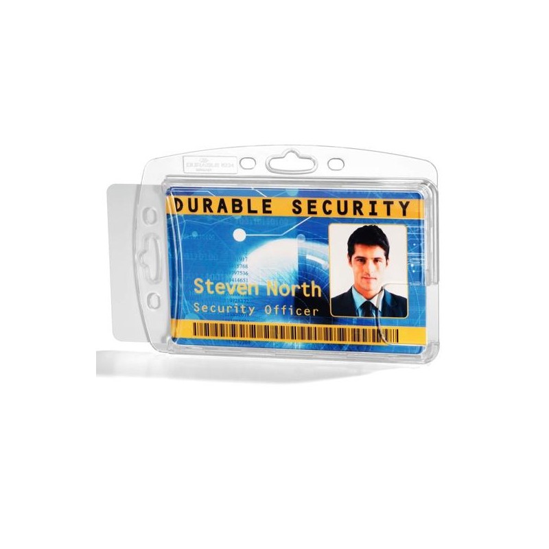 DURABLE IDENTIFICADOR RÍGIDO PARA 2 TARJETAS 54X87MM PACK 10 UD TRANSPARENTE