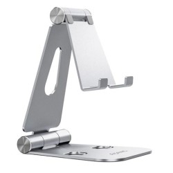 AISENS SOPORTE DE SOBREMESA TAMAÑO XL AJUSTABLE 2 PIVOTES PARA MOVIL/TABLET PLATA