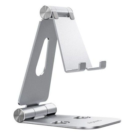 AISENS SOPORTE DE SOBREMESA TAMAÑO XL AJUSTABLE 2 PIVOTES PARA MOVIL/TABLET PLATA