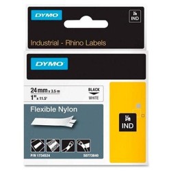 DYMO RHINO CINTA DE ETIQUETAS INDUSTRIAL ADHESIVA ID1-24, NEGRO SOBRE BLANCO DE 24MMX3´5M, NYLON FLEXIBLE (S0773840)