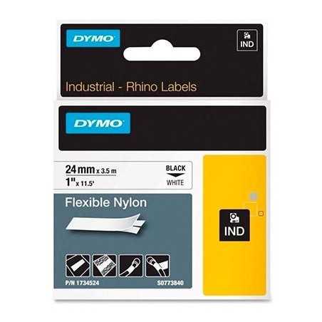 DYMO RHINO CINTA DE ETIQUETAS INDUSTRIAL ADHESIVA ID1-24, NEGRO SOBRE BLANCO DE 24MMX3´5M, NYLON FLEXIBLE (S0773840)