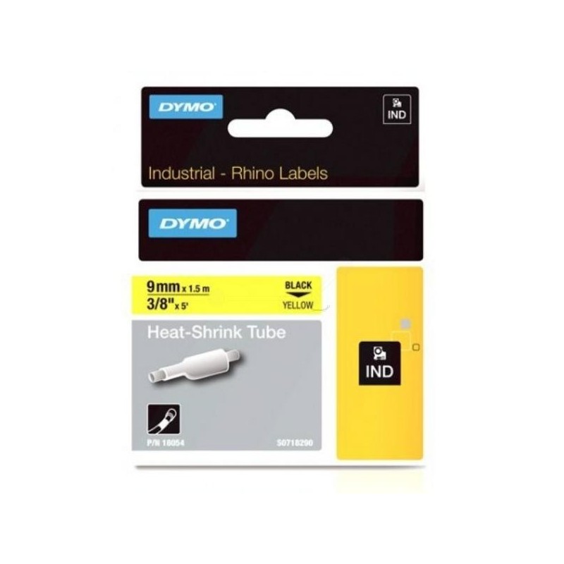 DYMO RHINO CINTA ID1-9, NEGRO SOBRE AMARILLO, 9MMX1´5M, TUBO TERMORRETRACTIL (S0718290)