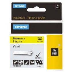 DYMO RHINO CINTA DE ETIQUETAS INDUSTRIAL ADHESIVA ID1-24, NEGRO SOBRE AMARILLO DE 24MMX5´5M, VINILO