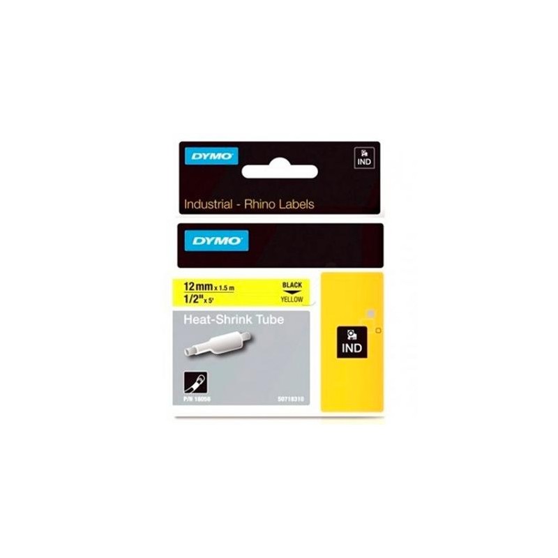 DYMO RHINO CINTA ID1-12, NEGRO SOBRE AMARILLO, 12MMX1´5M, TUBO TERMORRETRACTIL (S0718310)