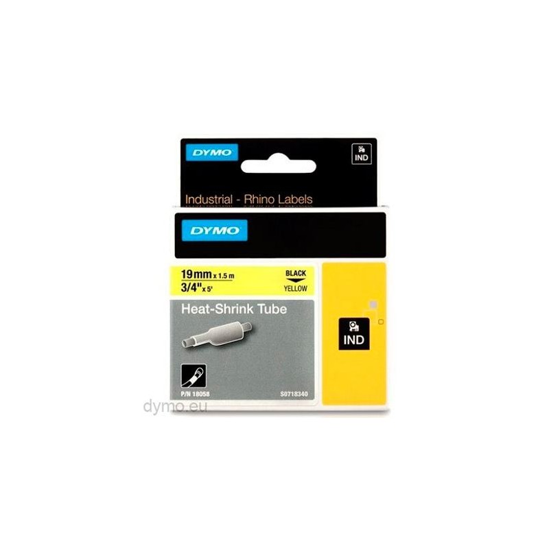 DYMO RHINO CINTA ID1-19, NEGRO SOBRE AMARILLO 19MMX1´5M, TUBO TERMORRETRACTIL (S0718340)