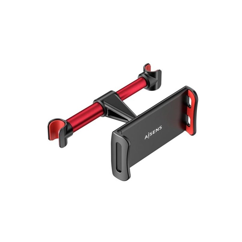 AISENS SOPORTE DE COCHE AJUSTABLE 1 PIVOTE PARA REPOSACABEZAS PARA TELEFONO/TABLET NEGRO/ROJO