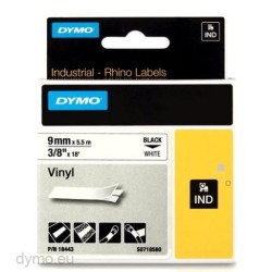 DYMO RHINO CINTA ID1-9, NEGRO SOBRE BLANCO, 9MMX5´5M, VINILO (S0718580)