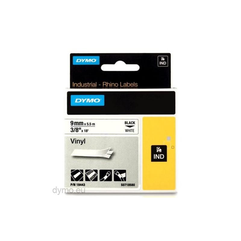 DYMO RHINO CINTA ID1-9, NEGRO SOBRE BLANCO, 9MMX5´5M, VINILO (S0718580)