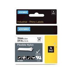 DYMO RHINO CINTA DE ETIQUETAS INDUSTRIAL ADHESIVA ID1-19, NEGRO SOBRE BLANCO DE 19MMX3´5 M, NYLON FLEXIBLE (S0718120)