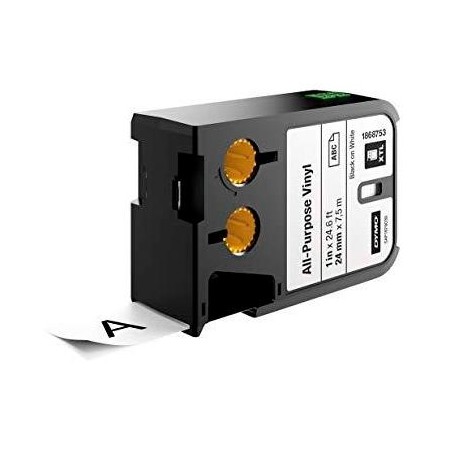 DYMO CINTA DE TRANSFERENCIA TÉRMICA NEGRO SOBRE BLANCO 24MMX7´5M, VINILO