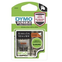 DYMO CINTA DE TRANSFERENCIA TERMICA D1 DURABLE. ETIQUETA PERMANTE NEGRO SOBRE NARANJA DE 12MMX3M. ROTULADORA LABELMANAGER