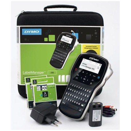 DYMO KIT IMPRESORA DE ETIQUETAS LABELMANAGER 280 TECLADO QWERTY + ETIQUETAS DE 6-12 MM D1+ CARGADOR