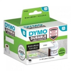DYMO CINTA DE ETIQUETAS INDUSTRIAL ADHESIVA RESISTENTE LABELWRITER DURABLE, NEGRO SOBRE BLANCO, 19MMX64MM (SUSTITUYE A 1933085)