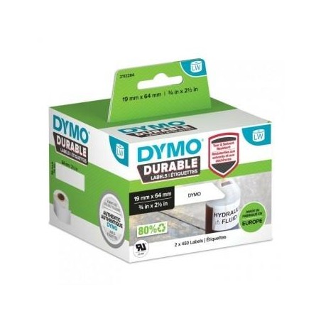 DYMO CINTA DE ETIQUETAS INDUSTRIAL ADHESIVA RESISTENTE LABELWRITER DURABLE, NEGRO SOBRE BLANCO, 19MMX64MM (SUSTITUYE A 1933085)