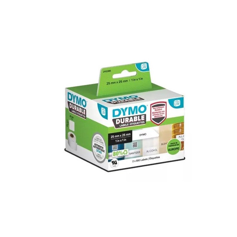 DYMO CINTA ADHESIVA DURABLE LABELWRITER LABELS 25X25MM (2 ROLLOS DE 850 ETIQUETAS)