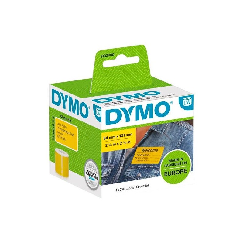 DYMO ETIQUETAS DE TRANSFERENCIA TERMICA LABEL WRITER, AMARILLO DE 54X101MM (A X L). ETIQUETAS GRANDES DE IDENTIFICACIÓN/ENVÍO. R